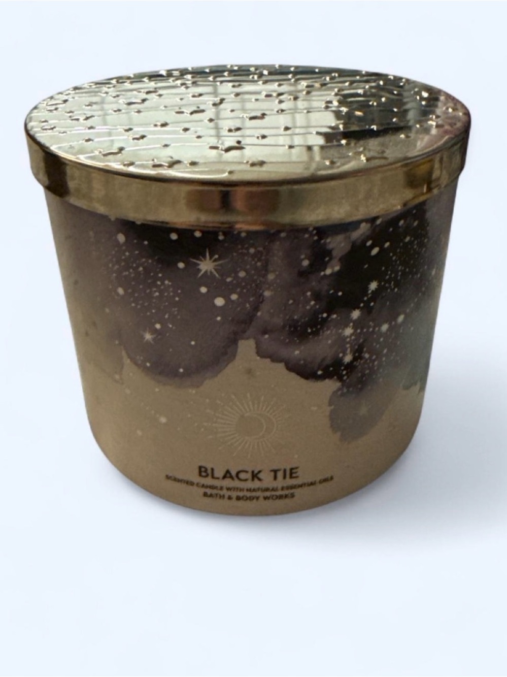 Bath & Body Works Gold and Black 'Black Tie' Scented Candle Jar